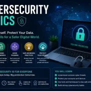 Cybersecurity Basics Course covering cyber threats network security and data protection