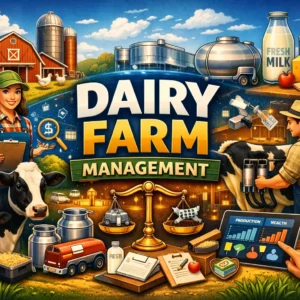 Professional Dairy Farm Management course image with livestock and farm management visuals