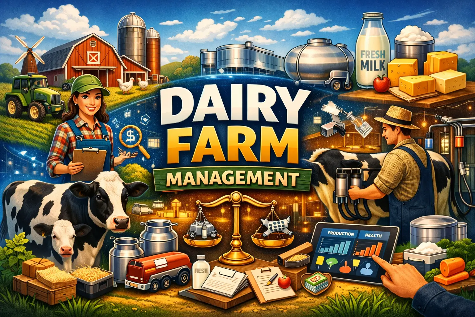 Professional Dairy Farm Management course image with livestock and farm management visuals