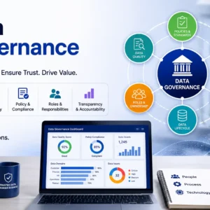 Professional Data Governance course image with data management and compliance visuals