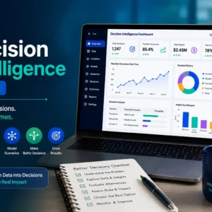 Educational banner for Decision Intelligence Basics course with analytics and AI visuals