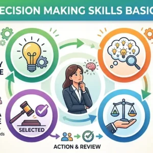 Professional Decision Making Skills Basics course image with leadership and strategy visuals
