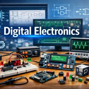 Professional Digital Electronics course image with circuits and logic gate visuals