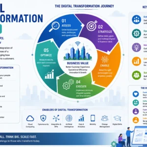 Professional digital transformation basics course design with innovation visuals