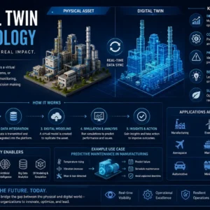 Professional Digital Twin Technology course image with smart city and simulation visuals