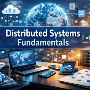 High-quality Distributed Systems Fundamentals course image with servers and network visuals
