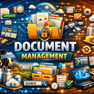 Professional Document Management course image with digital file organization and workflow visuals