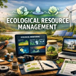 Educational banner for Ecological Resource Management course with environmental and sustainability visuals