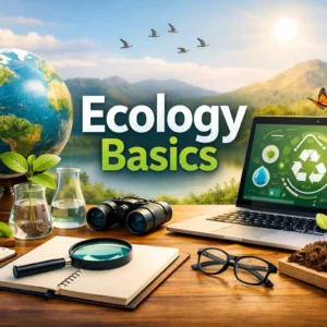 Educational course image for Ecology Basics with eco-friendly science visuals