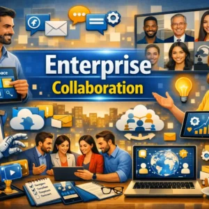Professional enterprise collaboration course design with modern workplace visuals