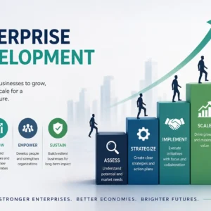 Professional Enterprise Development course image with business and technology visuals