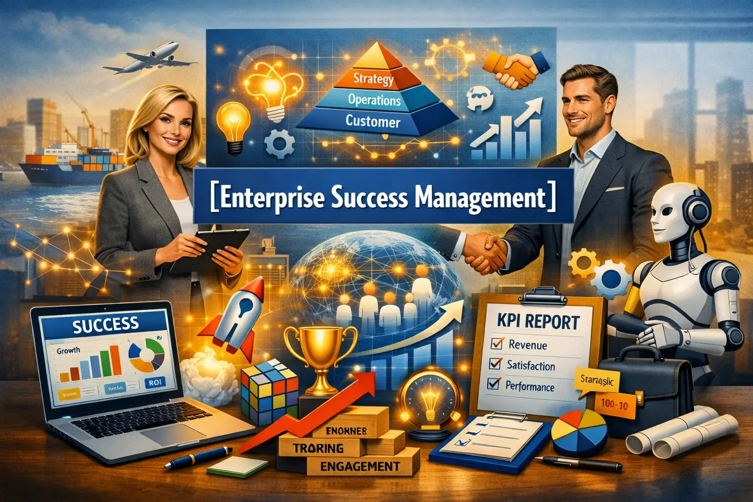Professional Enterprise Success Management course image with success metrics and teamwork visuals