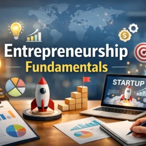 Professional Entrepreneurship Fundamentals course image with startup and strategy visuals