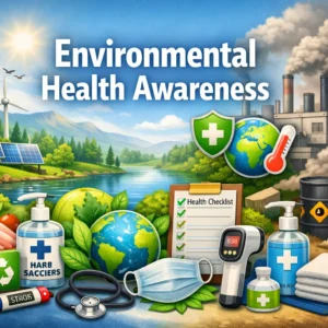 Professional environmental health awareness course design with eco-friendly and pollution visuals