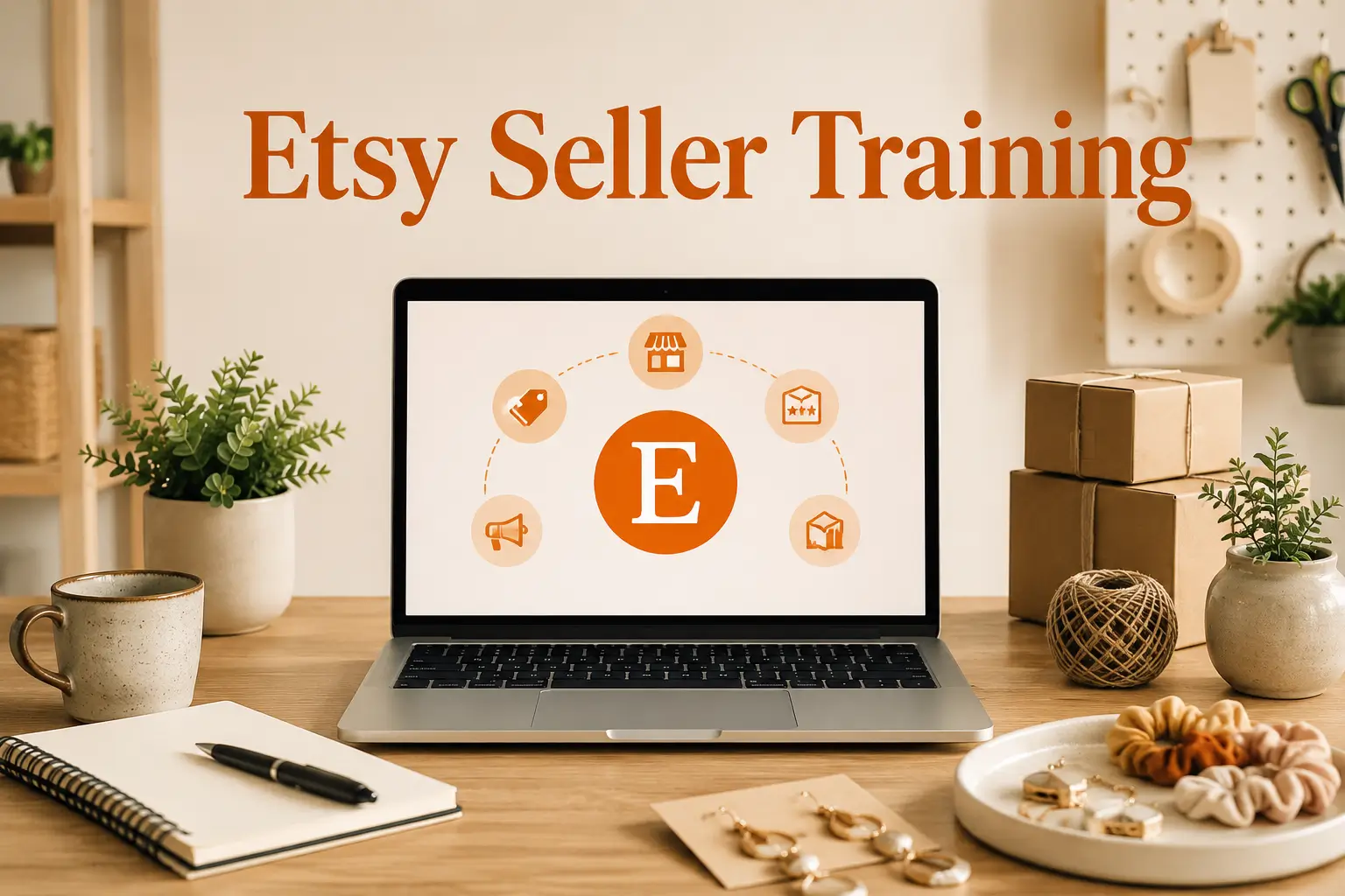 High-quality Etsy Seller Training banner with marketplace and craft visuals
