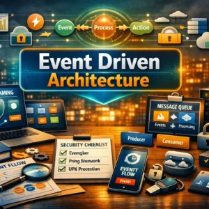 Professional Event Driven Architecture course image with event streaming and real‑time data visuals