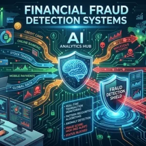 Professional Financial Fraud Detection Systems course image with security and analytics visuals