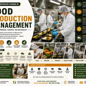 Professional Food Production Management course image with kitchen and workflow visuals