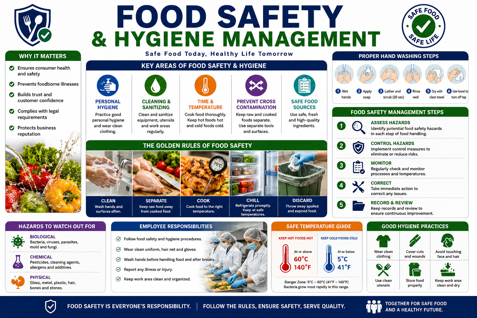 Food Safety and Hygiene Management Course covering HACCP and food handling practices