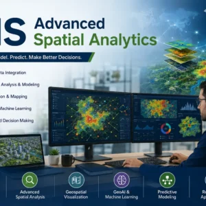 Professional GIS Advanced Spatial Analytics course image with geospatial data and mapping visuals