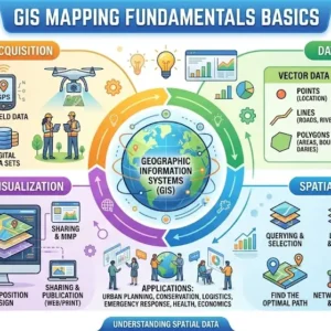 Professional GIS Mapping Fundamentals Basics course image with maps and spatial data visuals