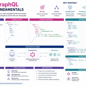 Modern educational banner for GraphQL Fundamentals course with API visuals