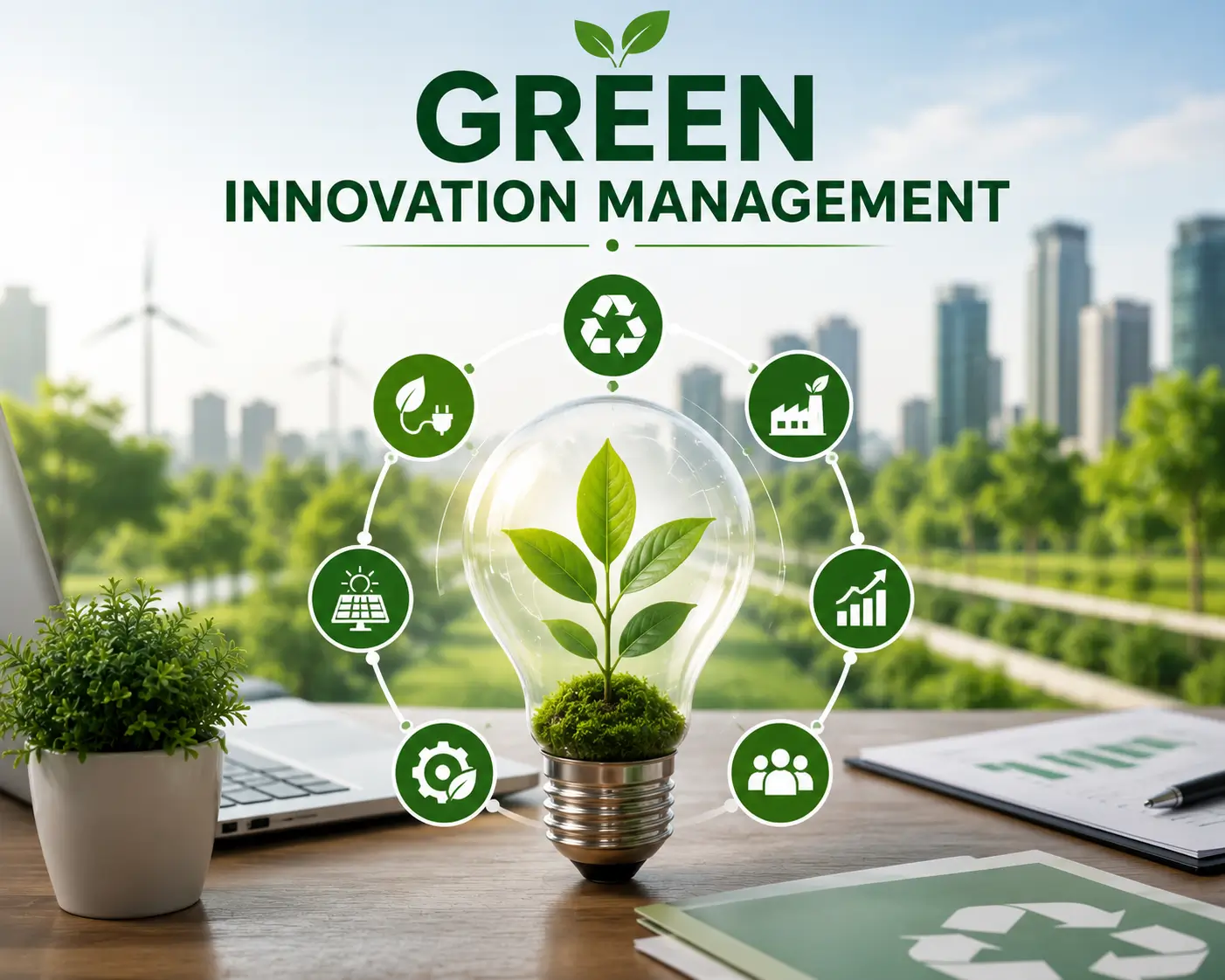 High-quality course image for Green Innovation Management with eco-friendly innovation visuals