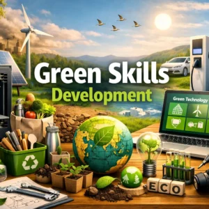 Educational course image for Green Skills Development with eco-technology and sustainability visuals