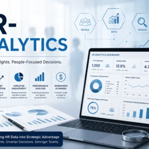 Professional HR Analytics course image with dashboards and workforce data visuals