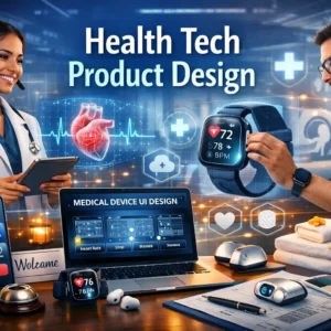 Professional Health Tech Product Design course image with medical and technology visuals