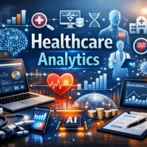 Professional course image for Healthcare Analytics with modern medical data visuals