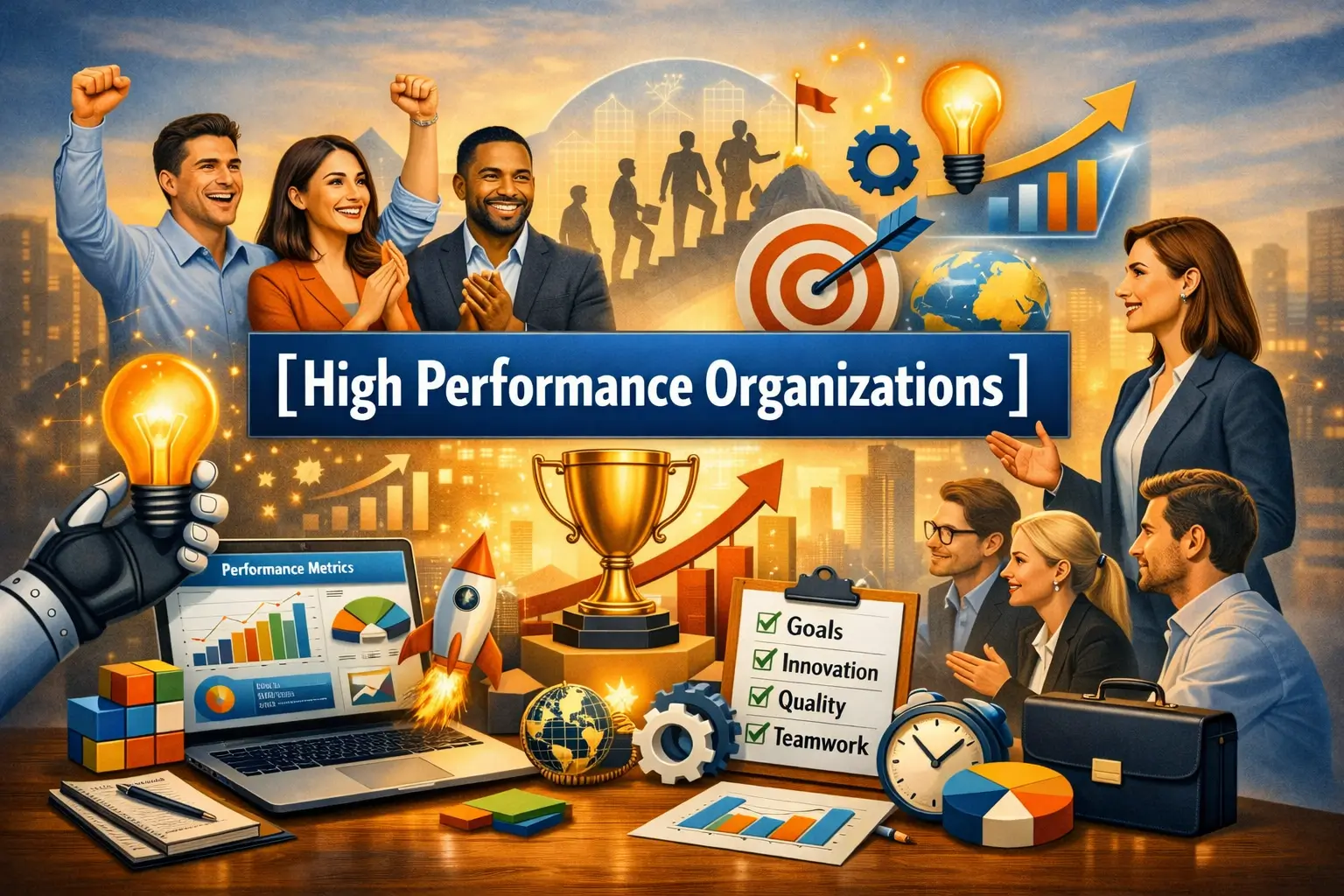 Professional High Performance Organizations course image with teamwork and success visuals