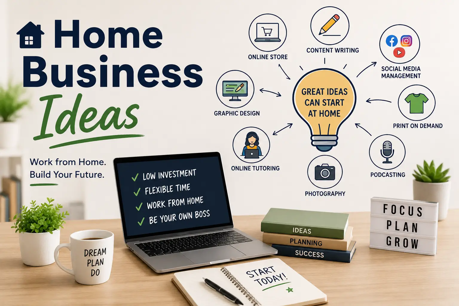 Professional Home Business Ideas course image with modern workspace visuals