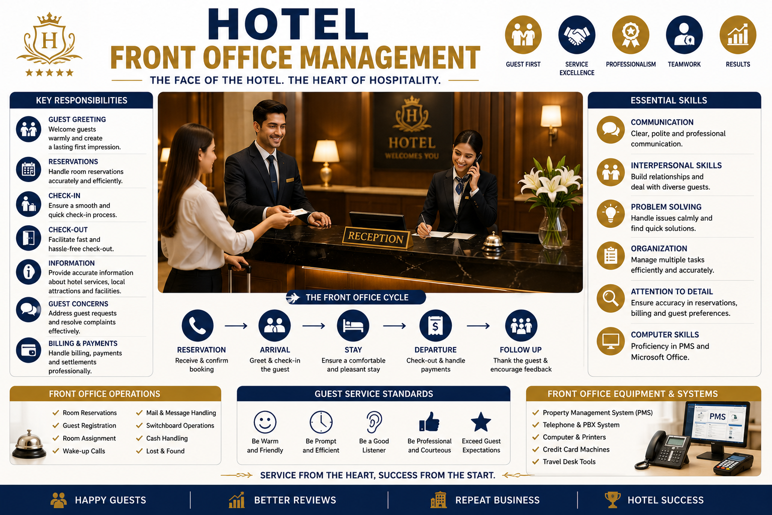 Hotel Front Office Management Course covering guest services and front desk operations