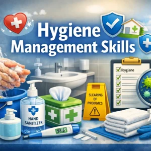 Professional hygiene management skills course design with handwashing and safety visuals