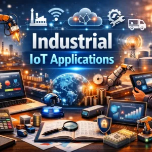 Professional course image for Industrial IoT Applications with smart factory visuals