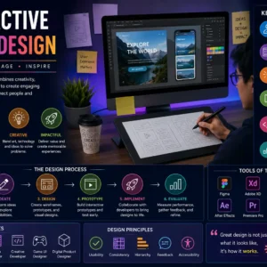 Professional Interactive Media Design course image with digital tools and visuals