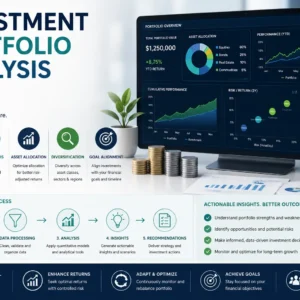Professional Investment Portfolio Analysis course image with charts and financial visuals