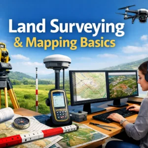 Land Surveying & Mapping Basics course showing surveyors and digital mapping tools