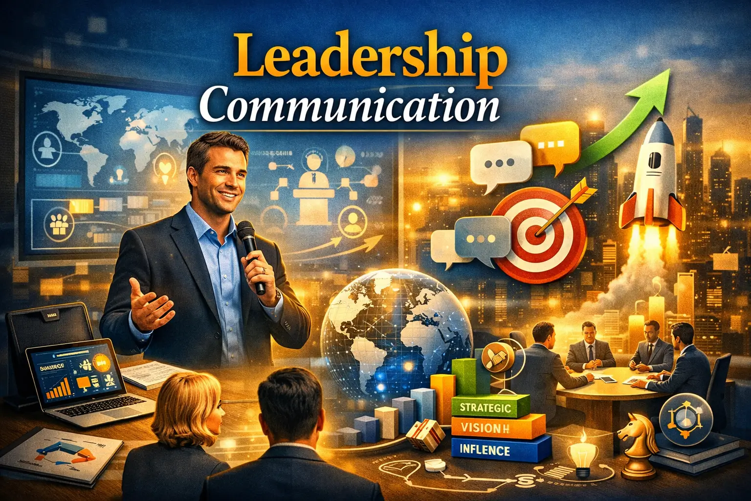 Professional course image for Leadership Communication with leadership and communication visuals