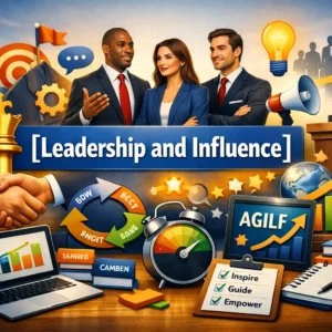 Professional Leadership and Influence course image with teamwork and motivation visuals