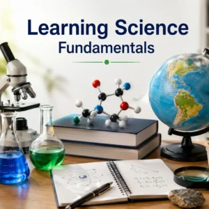 High-quality educational banner for Learning Science Fundamentals course with modern visuals