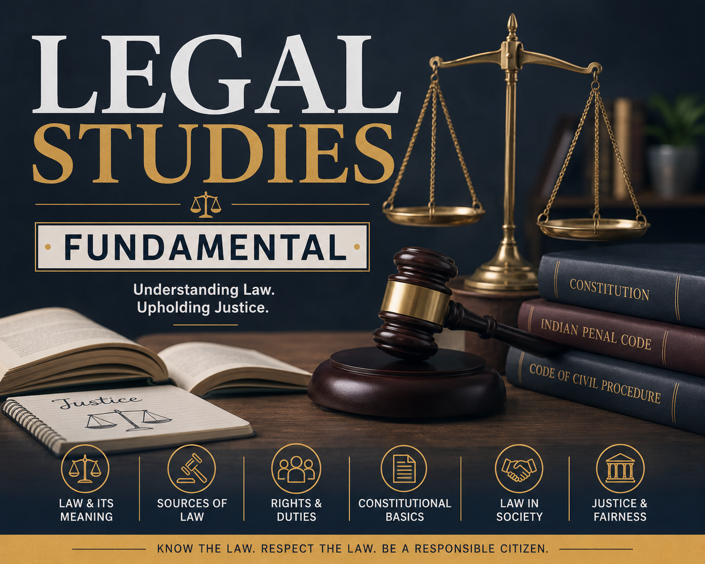 Students learning legal studies, law fundamentals, and legal systems
