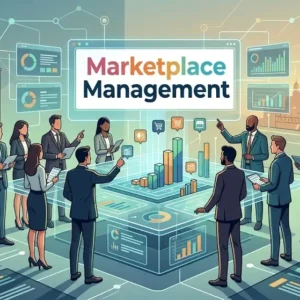 High-quality Marketplace Management banner with e-commerce and business visuals