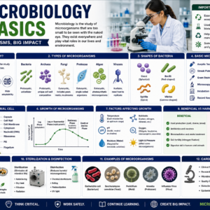 Student learning microbiology, microorganisms, and laboratory techniques