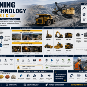 Students learning mining technology, mineral extraction, and mining operations