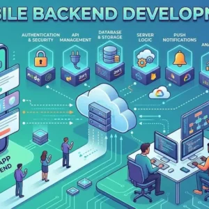 Professional course image for Mobile Backend Development with server visuals