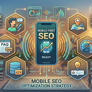 High-quality Mobile SEO Optimization banner with mobile-first design and SEO visuals