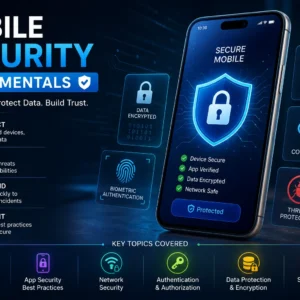 Professional Mobile Security Fundamentals course image with smartphone and security icons