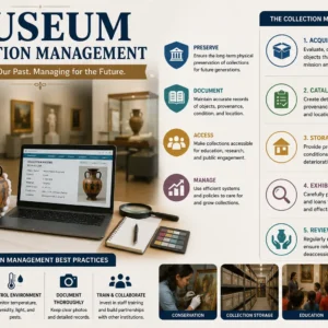 Professional Museum Collection Management course image with artifacts and archival visuals